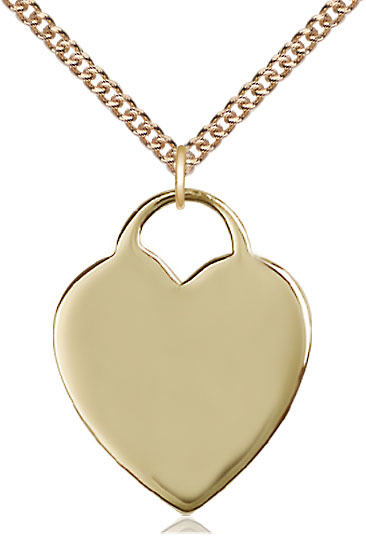 14kt Gold Filled Heart Pendant on a 24 inch Gold Filled Heavy Curb chain