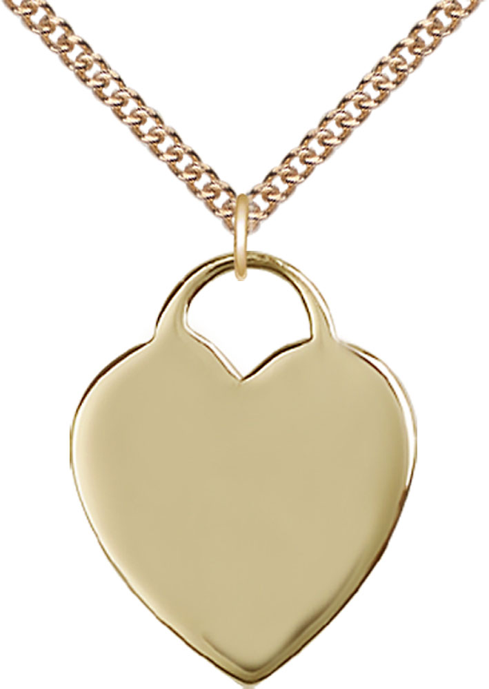 14kt Gold Filled Heart Pendant on a 24 inch Gold Filled Heavy Curb chain