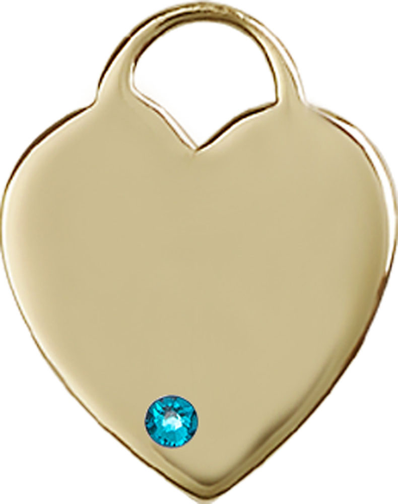 14kt Gold Heart Medal with a 3mm Zircon Swarovski stone