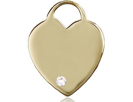 14kt Gold Heart Medal with a 3mm Crystal Swarovski stone