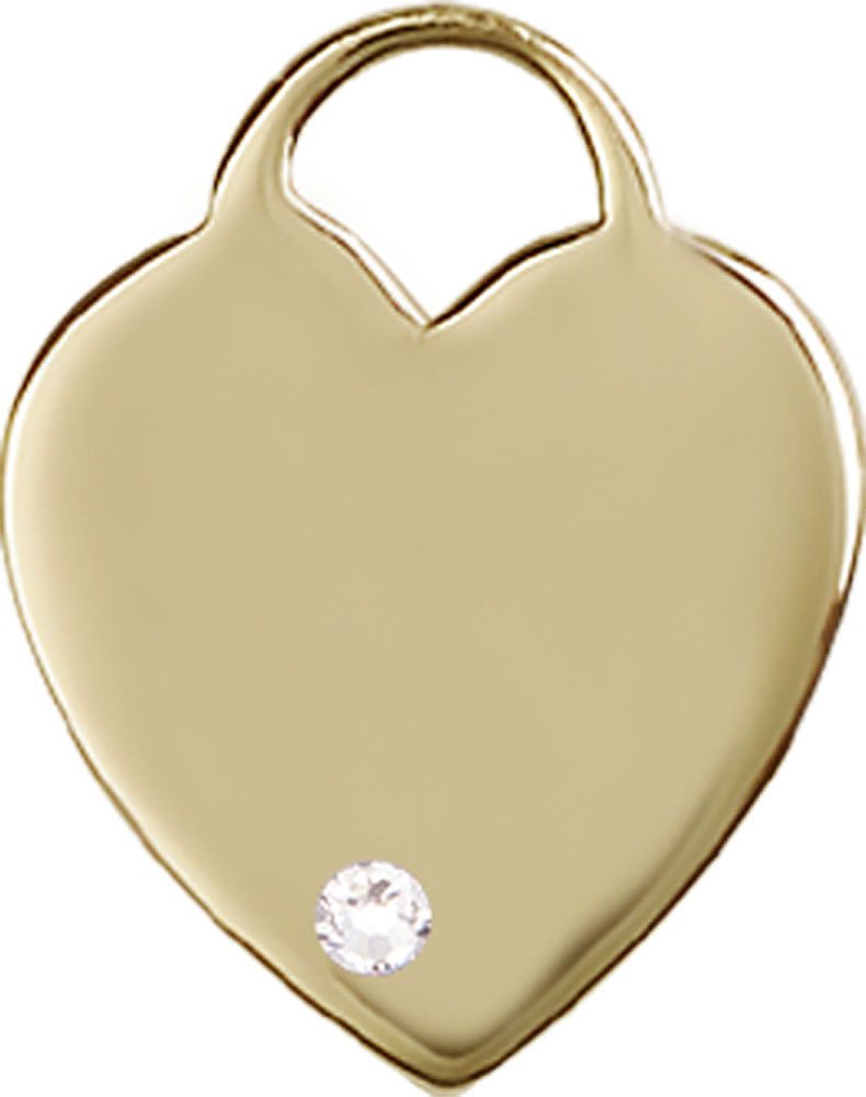 14kt Gold Heart Medal with a 3mm Crystal Swarovski stone