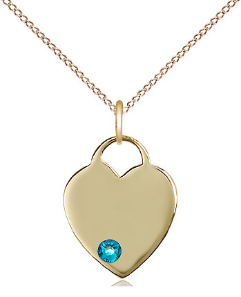 14kt Gold Filled Heart Pendant with a 3mm Zircon Swarovski stone on a 18 inch Gold Filled Light Curb chain