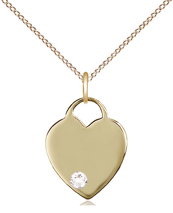 14kt Gold Filled Heart Pendant with a 3mm Crystal Swarovski stone on a 18 inch Gold Filled Light Curb chain