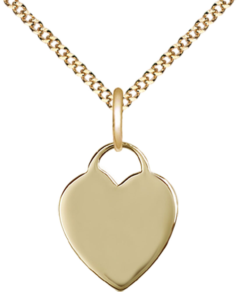 14kt Gold Filled Heart Pendant on a 18 inch Gold Plate Light Curb chain