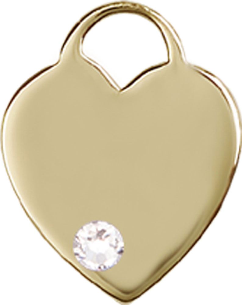 14kt Gold Heart Medal with a 3mm Crystal Swarovski stone