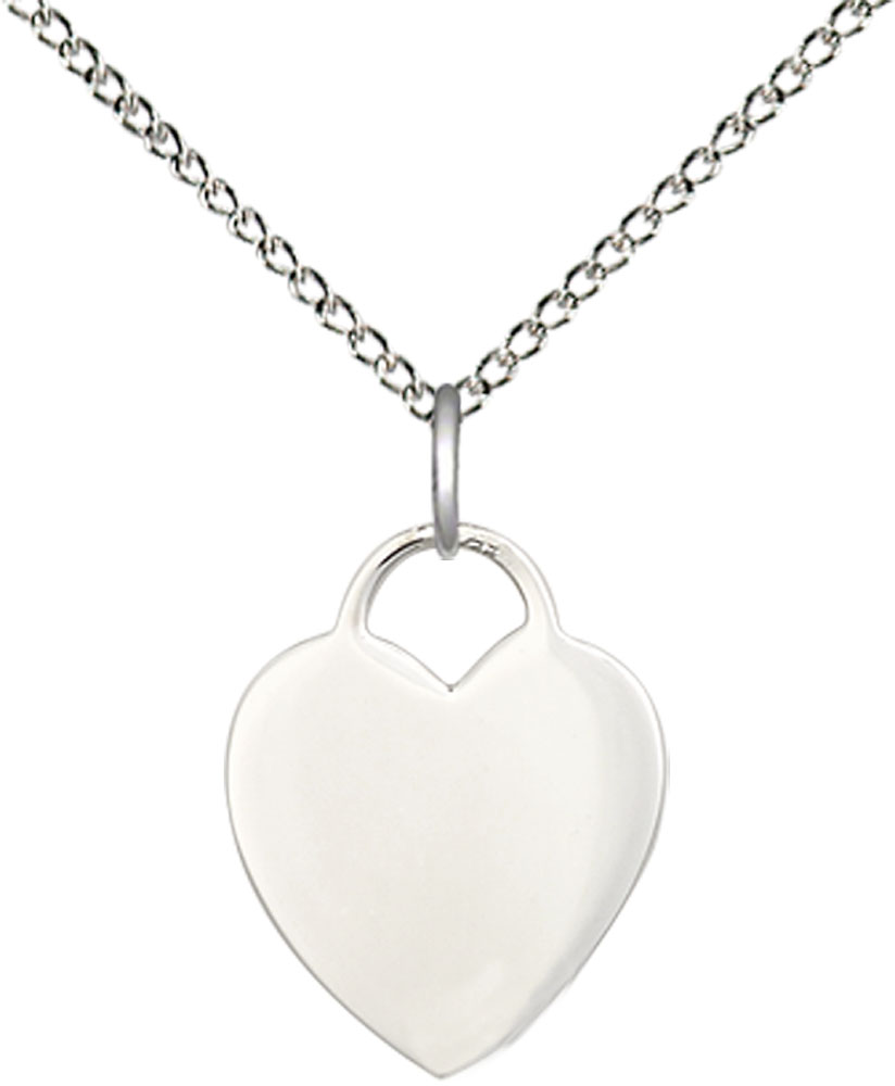 Sterling Silver Heart Pendant on a 18 inch Sterling Silver Light Curb chain