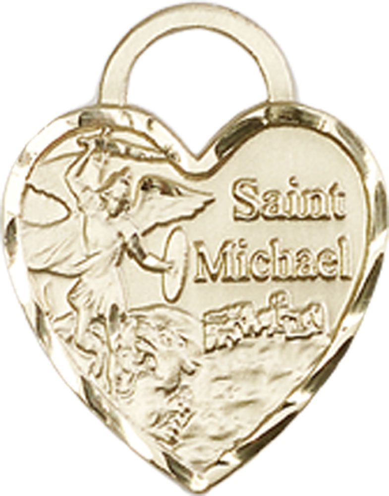 14kt Gold Filled Saint Michael Heart Medal