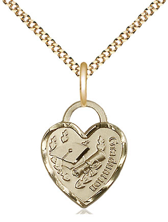 14kt Gold Filled Graduation Heart Pendant on a 18 inch Gold Plate Light Curb chain