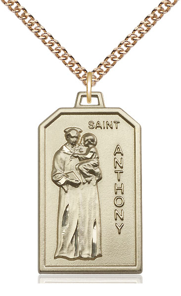 14kt Gold Filled Saint Anthony Pendant on a 24 inch Gold Filled Heavy Curb chain