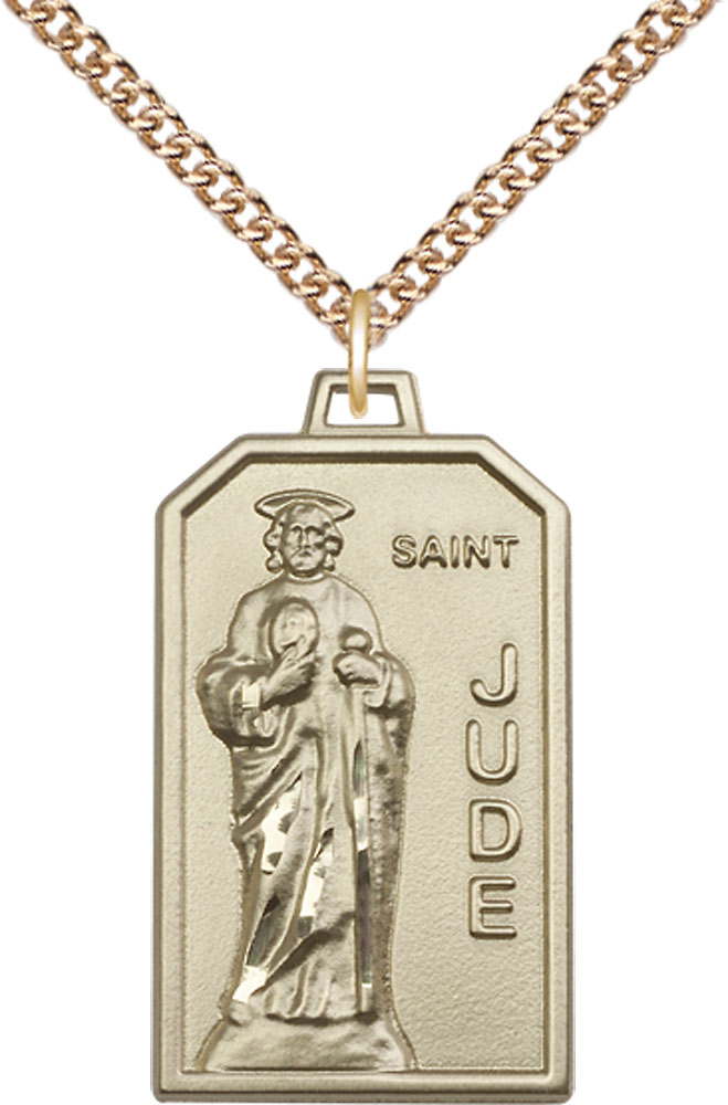 14kt Gold Filled Saint Jude Pendant on a 24 inch Gold Filled Heavy Curb chain