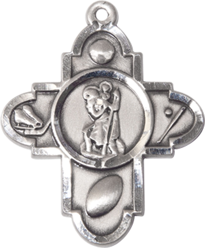 Sterling Silver Saint Christopher 5-Way Medal