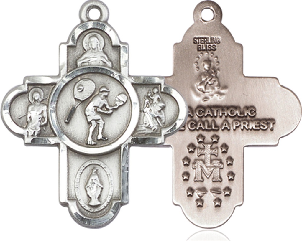 Sterling Silver 5-Way Tennis Medal