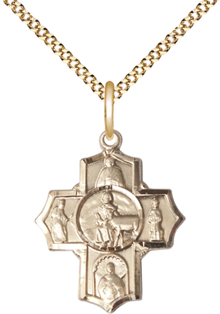 14kt Gold Filled 5-Way Special Needs Pendant on a 18 inch Gold Plate Light Curb chain