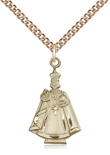 14kt Gold Filled Infant Figure Pendant on a 24 inch Gold Filled Heavy Curb chain