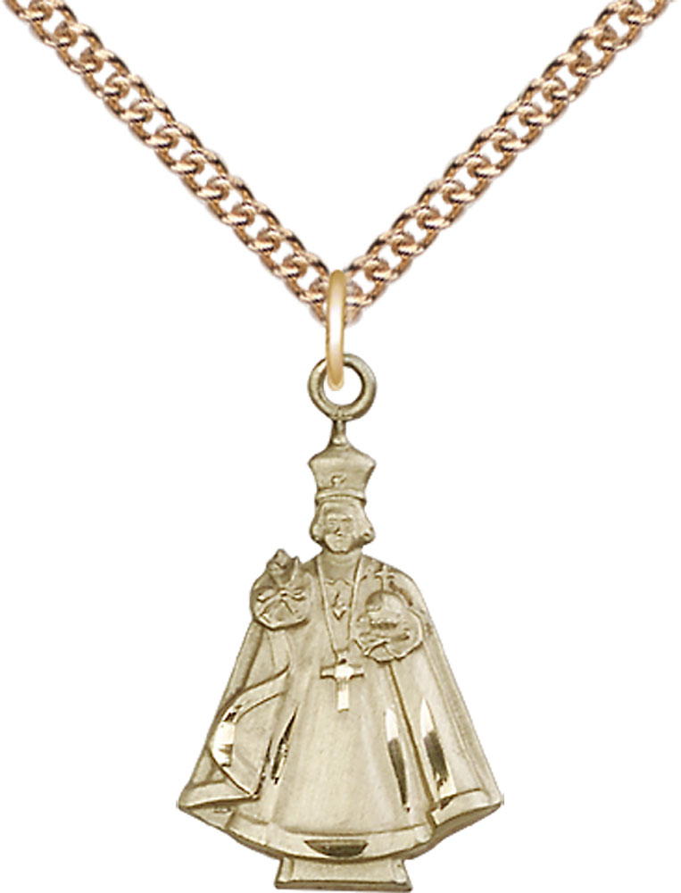 14kt Gold Filled Infant Figure Pendant on a 24 inch Gold Filled Heavy Curb chain