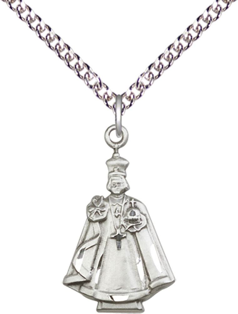 Sterling Silver Infant Figure Pendant on a 24 inch Sterling Silver Heavy Curb chain
