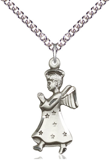 Sterling Silver Angel Pendant on a 24 inch Sterling Silver Heavy Curb chain