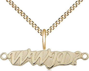 14kt Gold Filled WWJD Pendant on a 18 inch Gold Plate Light Curb chain