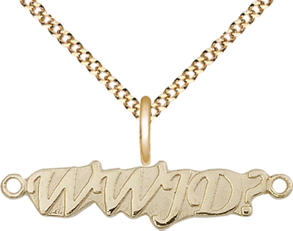 14kt Gold Filled WWJD Pendant on a 18 inch Gold Plate Light Curb chain
