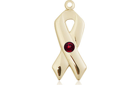 14kt Gold Filled Cancer Awareness Medal with a 3mm Garnet Swarovski stone