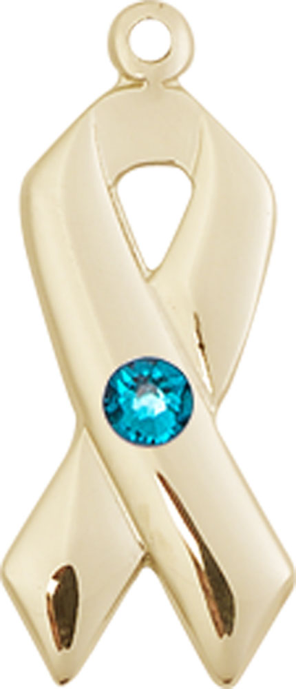 14kt Gold Filled Cancer Awareness Medal with a 3mm Zircon Swarovski stone