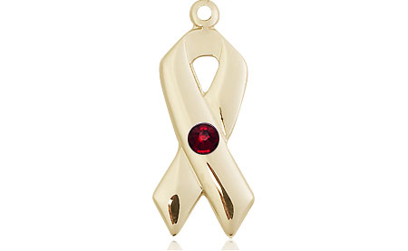 14kt Gold Cancer Awareness Medal with a 3mm Garnet Swarovski stone