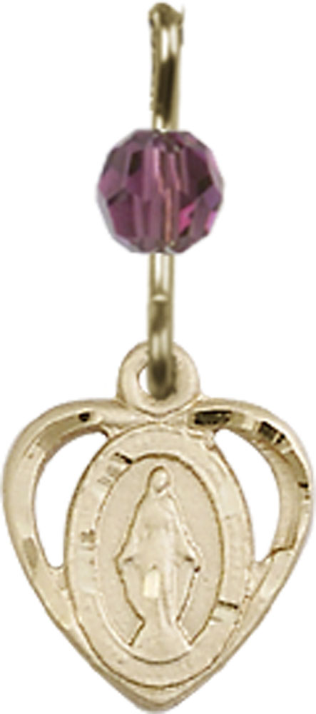 14kt Gold Filled Miraculous Medal with an Amethyst bead