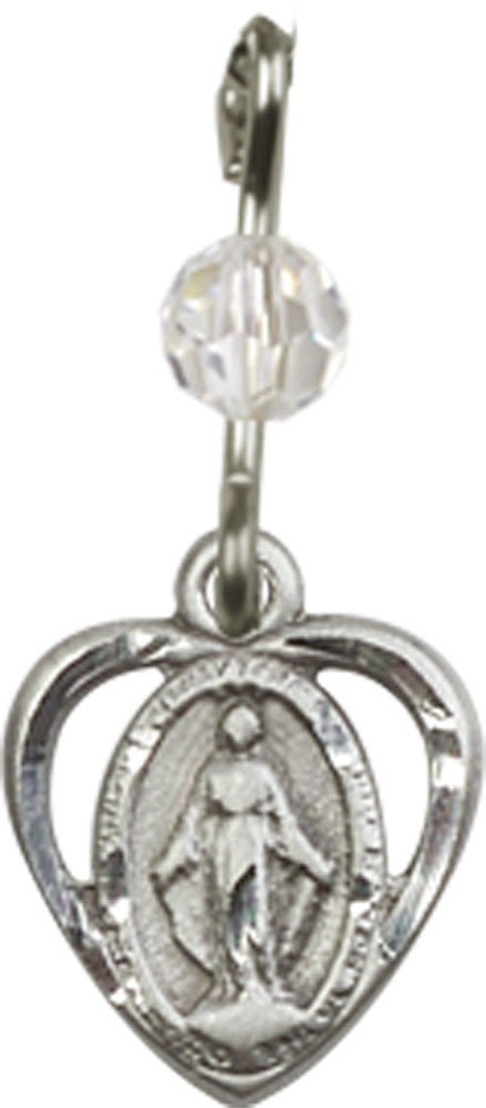 Sterling Silver Miraculous Medal with a Crystal bead