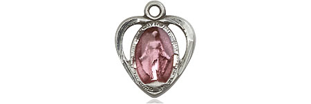 Sterling Silver Miraculous Heart w/Epoxy Medal