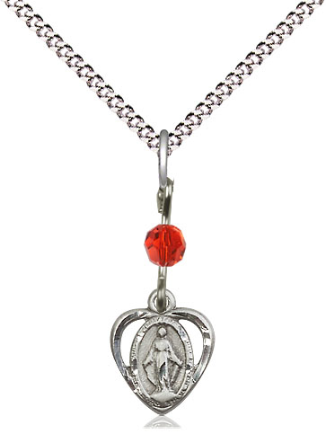 Sterling Silver Miraculous Pendant with a LSI bead on a 18 inch Light Rhodium Light Curb chain