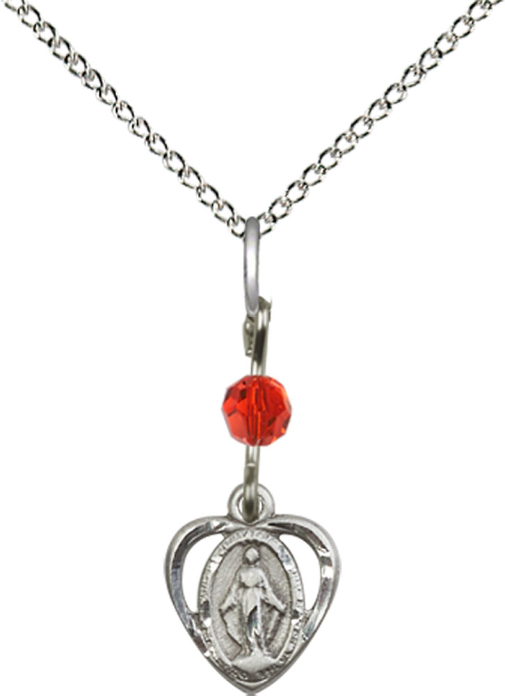 Sterling Silver Miraculous Pendant with a LSI bead on a 18 inch Sterling Silver Light Curb chain