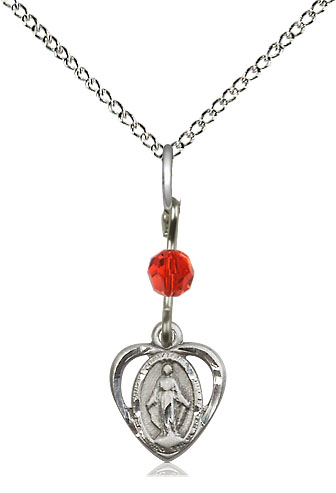 Sterling Silver Miraculous Pendant with a LSI bead on a 18 inch Sterling Silver Light Curb chain