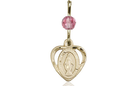 14kt Gold Filled Miraculous Medal with a Rose bead