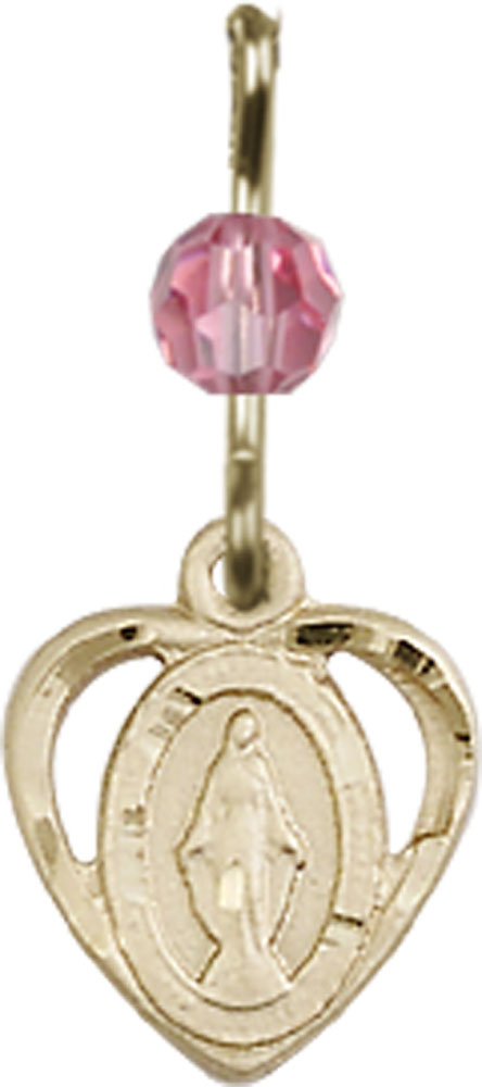 14kt Gold Miraculous Medal with a Rose bead