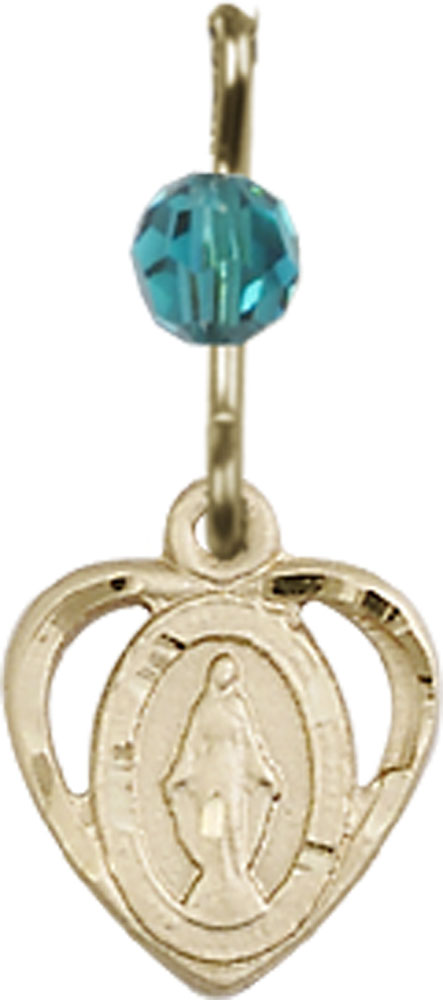 14kt Gold Filled Miraculous Medal with a Zircon bead