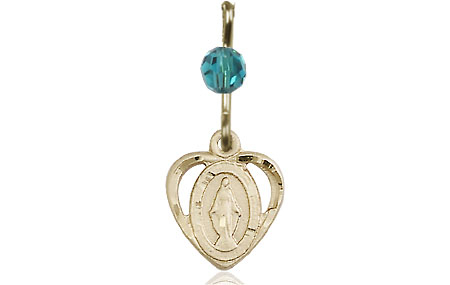 14kt Gold Filled Miraculous Medal with a Zircon bead
