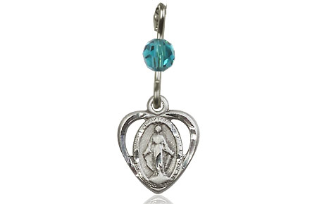 Sterling Silver Miraculous Medal with a Zircon bead