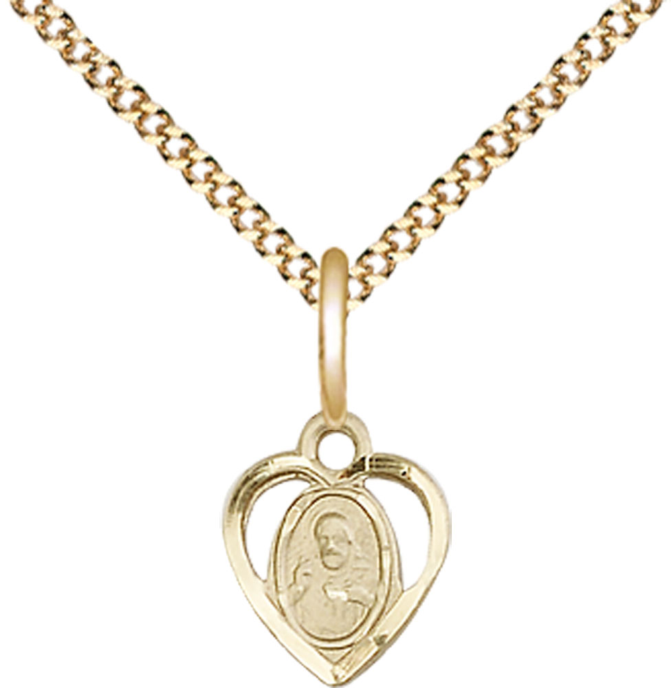 14kt Gold Filled Scapular Pendant on a 18 inch Gold Plate Light Curb chain