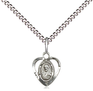 Sterling Silver Scapular Pendant on a 18 inch Light Rhodium Light Curb chain