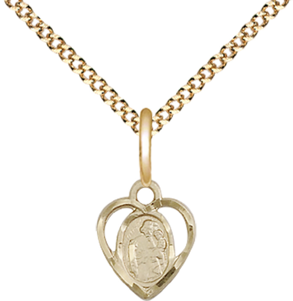 14kt Gold Filled Saint Joseph Pendant on a 18 inch Gold Plate Light Curb chain