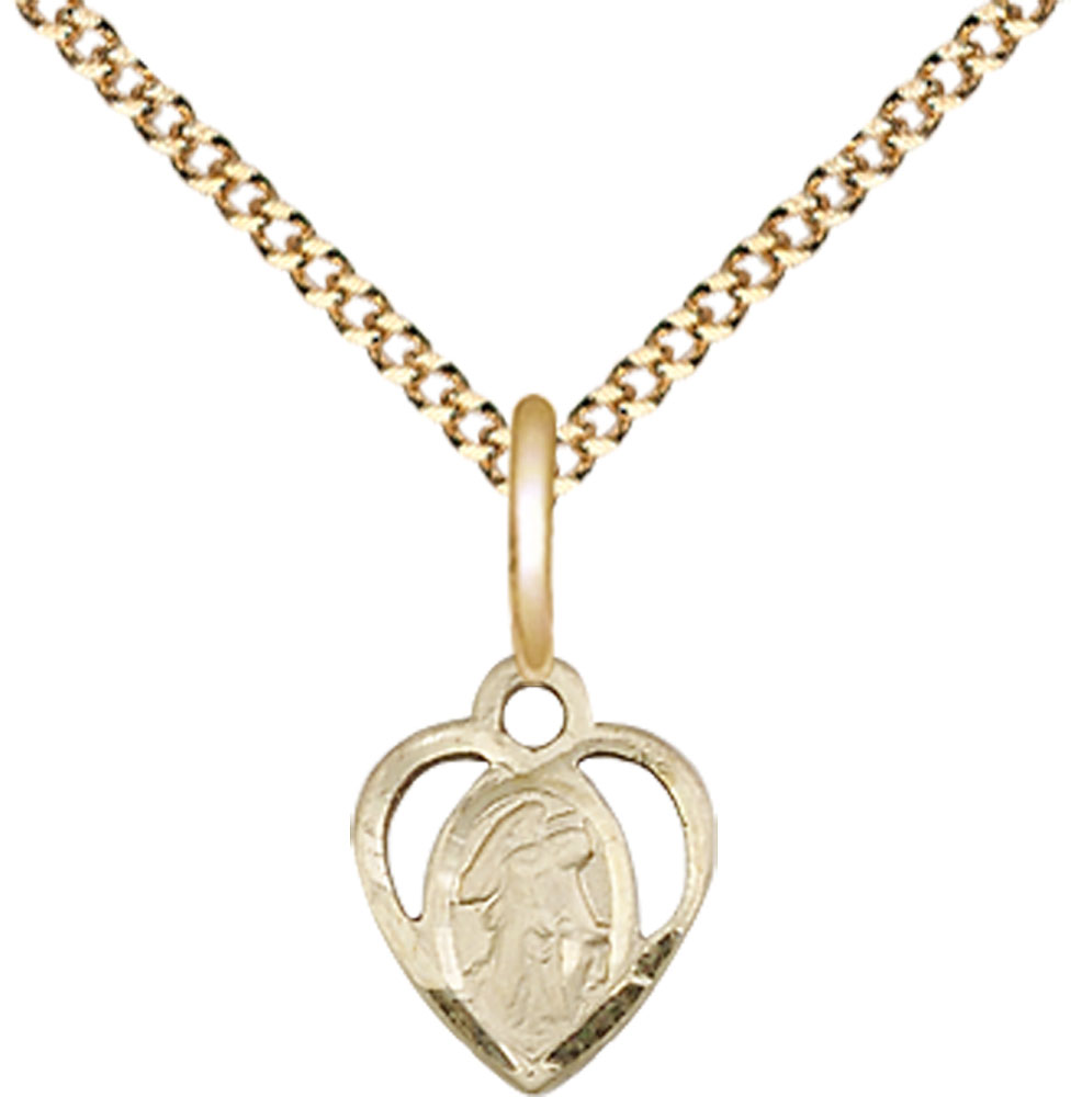 14kt Gold Filled Guardian Angel Pendant on a 18 inch Gold Plate Light Curb chain