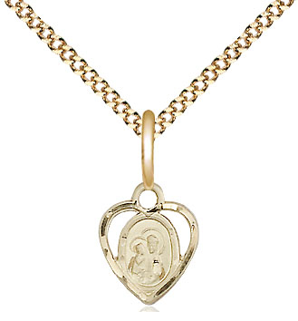 14kt Gold Filled Our Lady of Perpetual Health Pendant on a 18 inch Gold Plate Light Curb chain