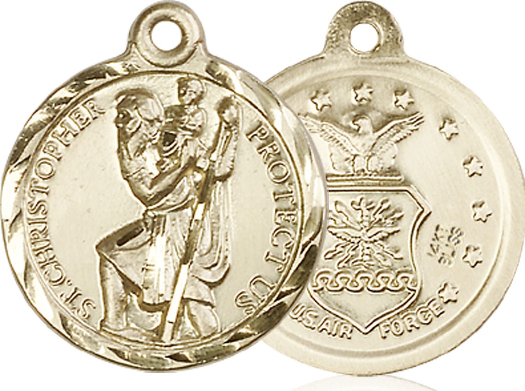 14kt Gold Saint Christopher Air Force Medal