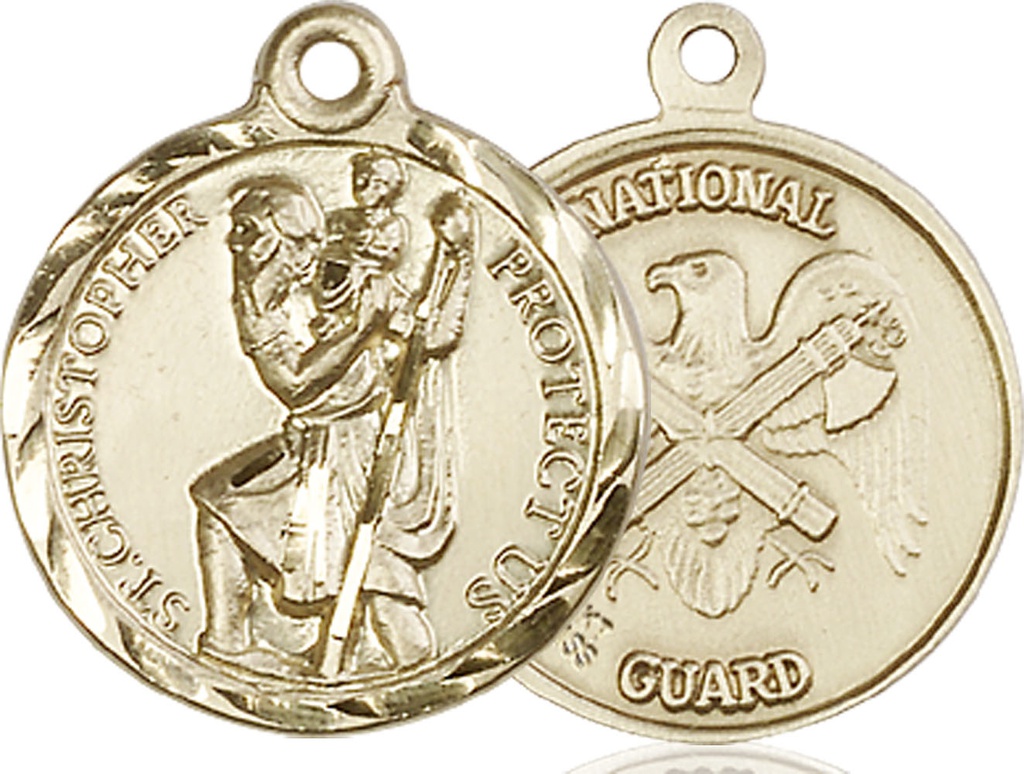 14kt Gold Saint Christopher National Guard Medal