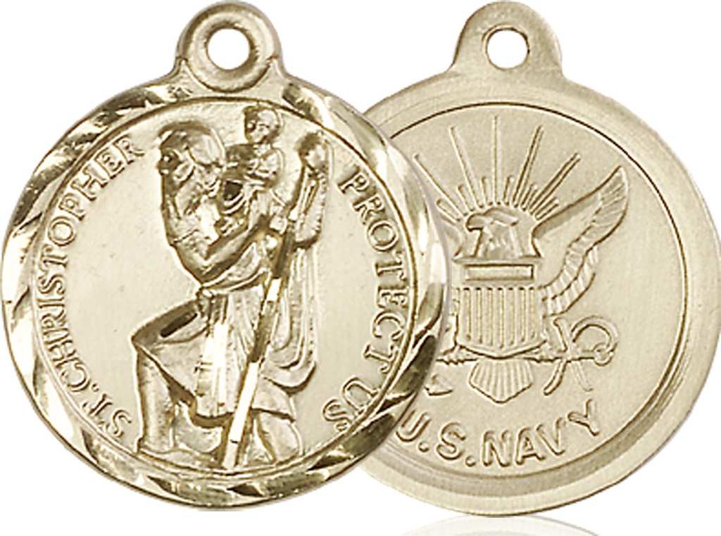 14kt Gold Saint Christopher Navy Medal