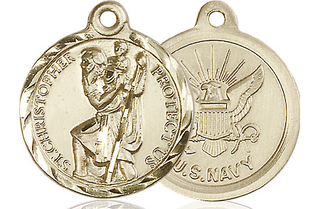 14kt Gold Saint Christopher Navy Medal