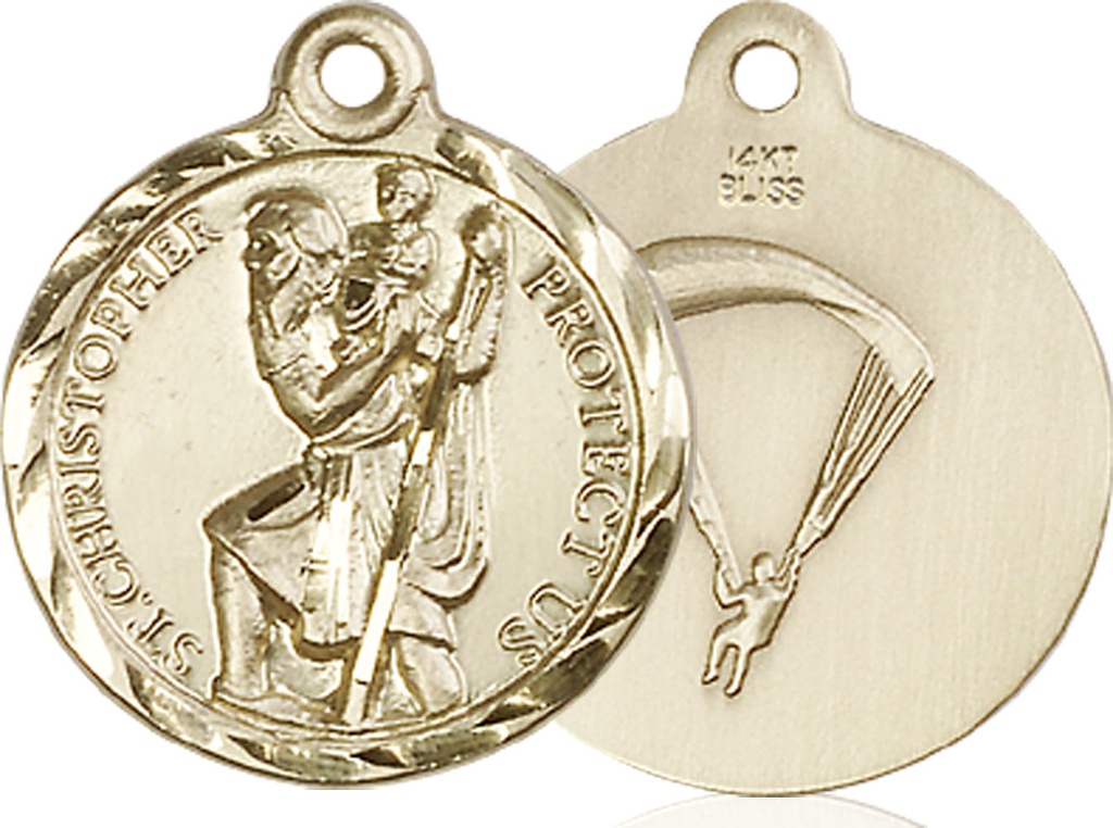14kt Gold Saint Christopher Paratrooper Medal