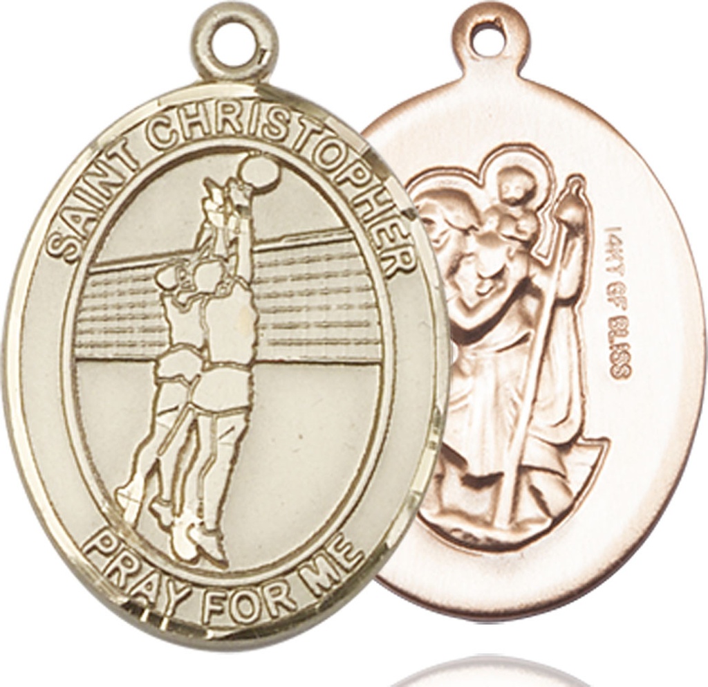 14kt Gold Filled Saint Christopher Volleyball Medal
