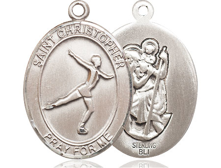 Sterling Silver Saint Christopher Figure Skating Medal