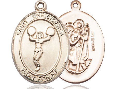 14kt Gold Filled Saint Christopher Cheerleading Medal